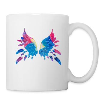 flügel,federn,blaue flügel,feder,malerei - Tasse - Weiß - Rechts