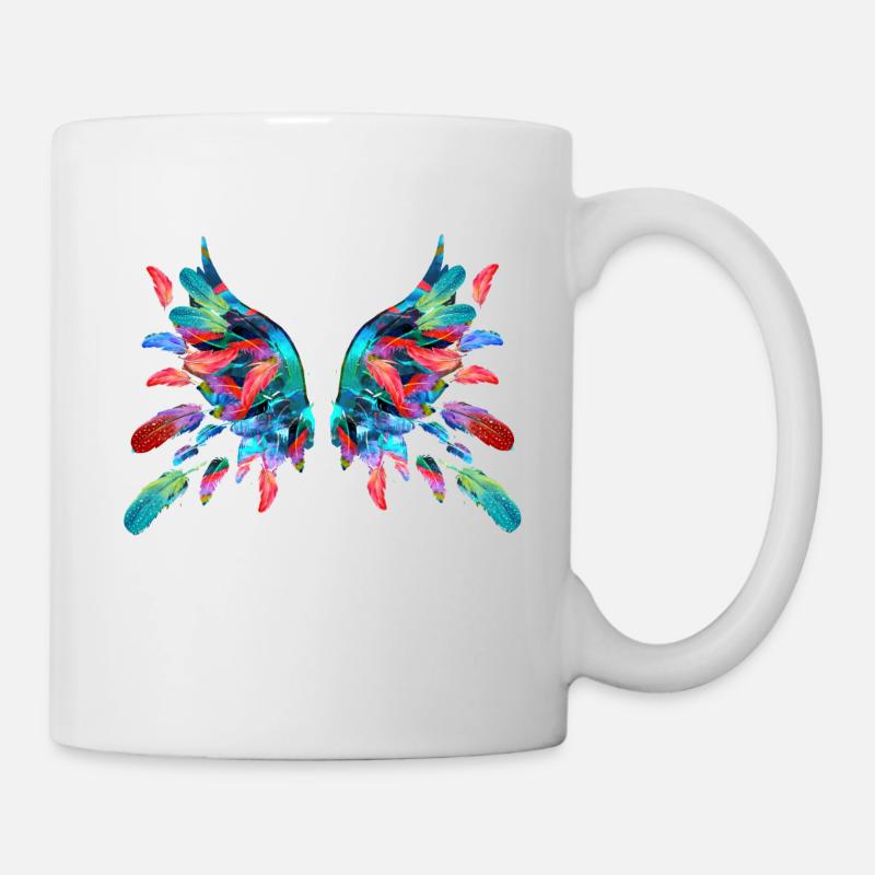 ailes d’ange, ailes, ailes d’ange, plumes, plumes - Mug blanc - blanc