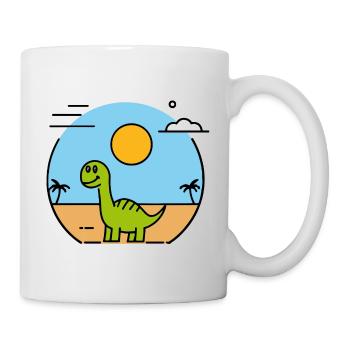 Dinosaurs on the beach - Mug - white - Right
