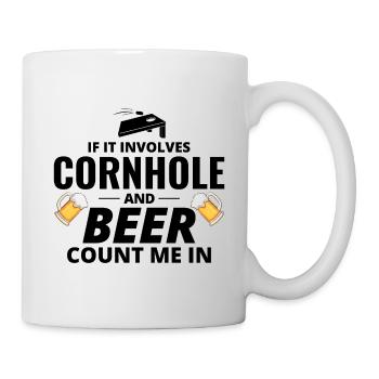 Cornhole Drinking Bean Bag Toss Jeu de pelouse en plein air - Mug blanc - blanc - Droite