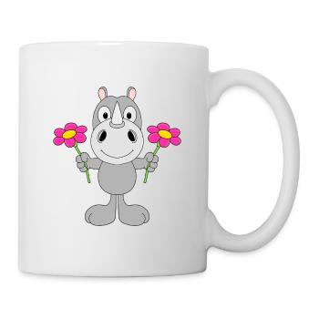 NASHORN - BLUMEN - TIER - GESCHENK - LIEBE - BABY - Tasse - Weiß - Rechts