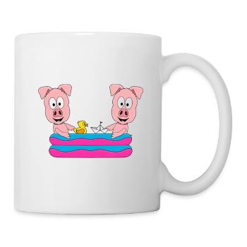 SCHWEINE - POOL - PLANSCHBECKEN - TIERE - FUN - Tasse - Weiß - Rechts