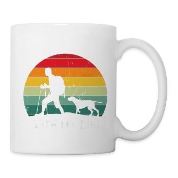 Happiness Is Hiking With My Dog Retro Vintage - Tasse - Weiß - Rechts