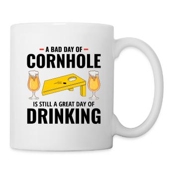 Cornhole Drinking Bean Bag Toss Jeu de pelouse en plein air - Mug blanc - blanc - Droite