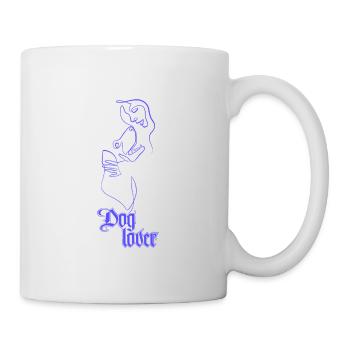 Dog lover, drawing in single line blue - Mug - white - Right