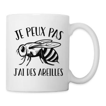 Je peux pas j'ai des abeilles, humour d'apiculteur - Mug blanc - blanc - Droite