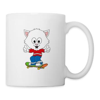 SKATEBOARD - KATZE - SPORT - TIER - KIND - BABY - Tasse - Weiß - Rechts