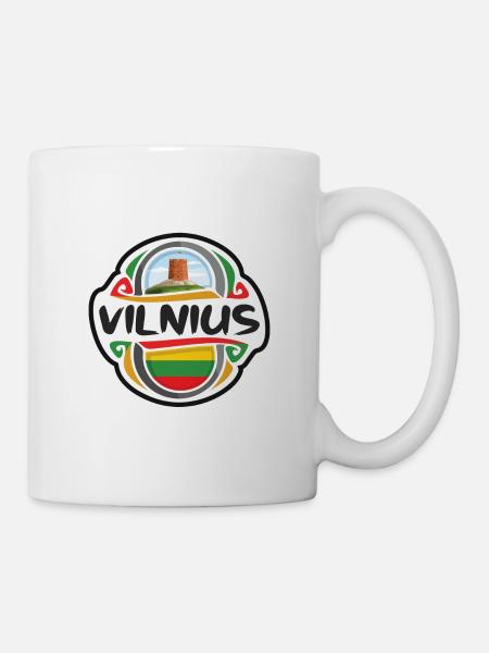 Vilnius Litauen Flagge Abzeichen Reise Souvenir Briefmarke - Tasse - Weiß