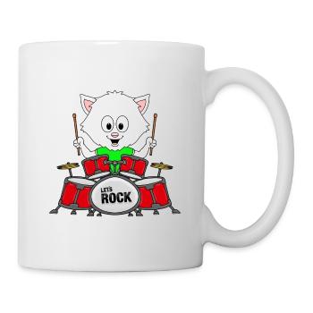 SCHLAGZEUG - KATZE - MUSIK - MUSIKER - ROCK - Tasse - Weiß - Rechts