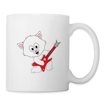 GITARRE - MUSIK - KATZE - TIER - KIND - BABY - Tasse - Weiß - Rechts
