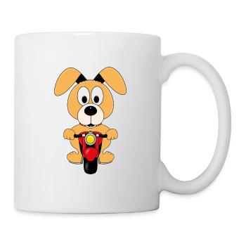 HUND - MOTORRAD - BIKER - TIER - KIND - BABY - Tasse - Weiß - Rechts