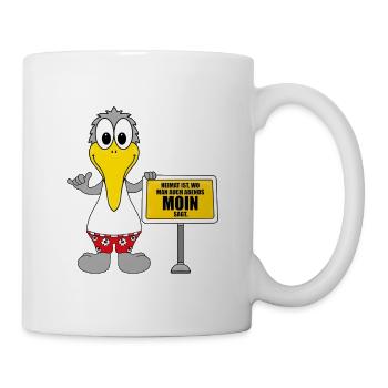 MÖWE - HEIMAT IST, WO MAN AUCH ABENDS MOIN SAGT. - Tasse - Weiß - Rechts
