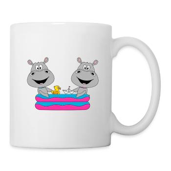 PLANSCHBECKEN - POOL - SOMMER - NILPFERDE - HIPPOS - Tasse - Weiß - Rechts