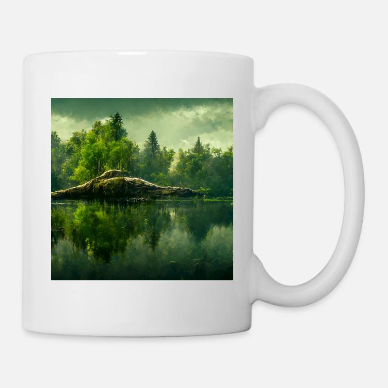 Dinosaurier See Landschaft Zukunft - Tasse - Weiß