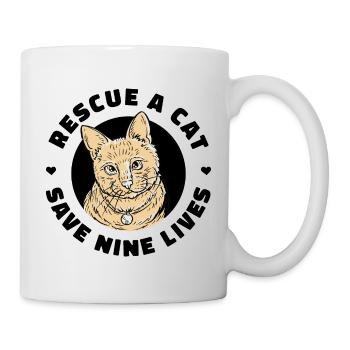 Rescue A Cat Save Nine Lives Cat Owner Animals Kit - Tasse - Weiß - Rechts