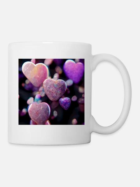 Purple hearts fall down - Mug - white