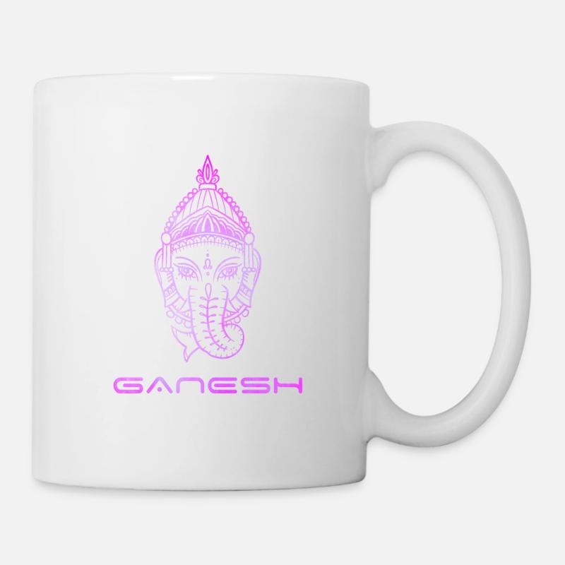Ganesh - dessin ligne old-school tattoo - Mug blanc - blanc