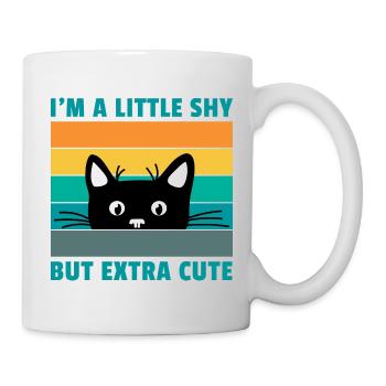 I'm A Little Shy But Extra Cute Retro Cat Lover Ca - Tasse - Weiß - Rechts