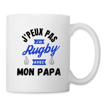 I can't I have rugby with my dad - Mug - white - Right