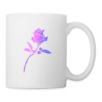 Silhouette der bunten Blumenrose - Tasse - Weiß - Rechts