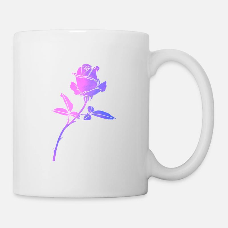 Silhouette de rose fleur coloré - Mug blanc - blanc
