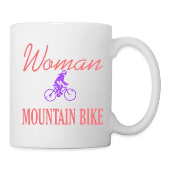 Never Underestimate A Woman With Mountain Bike - Tasse - Weiß - Rechts
