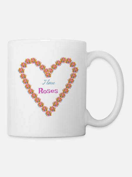 I love roses T-Shirt - Mug blanc - blanc