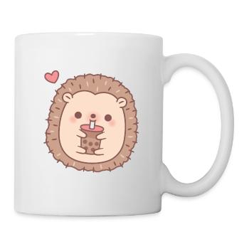 Cute Little Hedgehog Loves Bubble Tea - Mug - white - Right