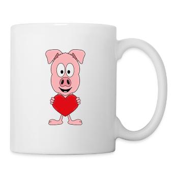 SCHWEIN - LIEBE - HERZ - BAUERNHOF - TIER - LOVE - Tasse - Weiß - Rechts