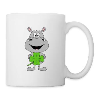 FLUSSPFERD - NILPFERD - HIPPO - KLEEBLATT - GLÜCK - Tasse - Weiß - Rechts