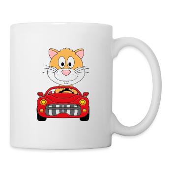 HAMSTER - AUTO - TIER - TIERISCH - KIND - BABY - Tasse - Weiß - Rechts