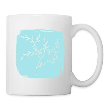 Branches et feuilles sur fond vert menthe - Mug blanc - blanc - Droite