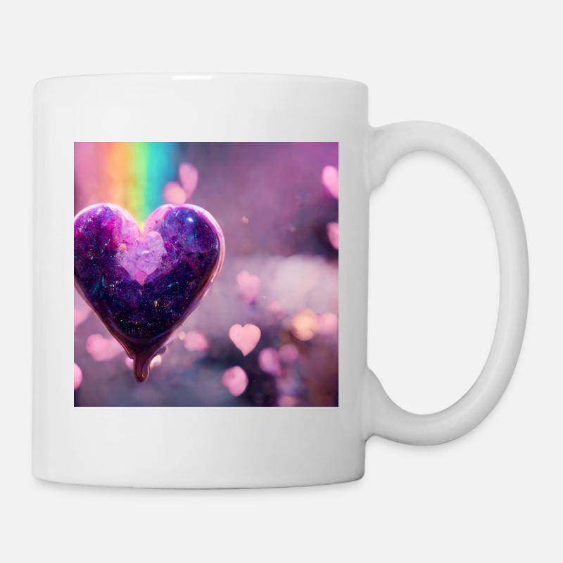 Lila Regenbogen Herz - Tasse - Weiß