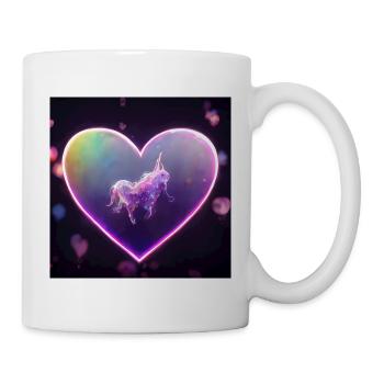 Lila Einhorn im Herz - Tasse - Weiß - Rechts