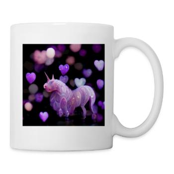 Lila Einhorn mit Herzen - Tasse - Weiß - Rechts