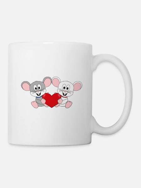 MÄUSE - LIEBE - HERZ - TIERE - TIERISCH - VERLIEBT - Tasse - Weiß