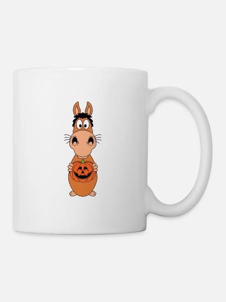 PFERD - KÜRBIS - HALLOWEEN - PONY - TIER - FUN - Tasse - Weiß