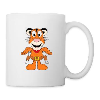 TIGER - COWBOY - WESTERN - REVOLVER - KNOCHEN - Tasse - Weiß - Rechts