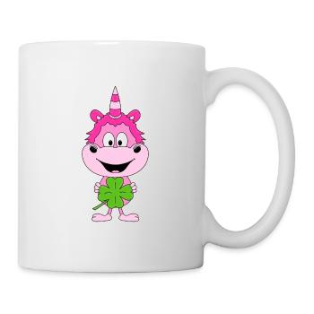 EINHORN - KLEEBLATT - GLÜCK - GLÜCKSBRINGER - PONY - Tasse - Weiß - Rechts