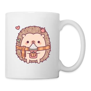 Süßer Igel liebt Kürbis Gewürz Latte - Tasse - Weiß - Rechts