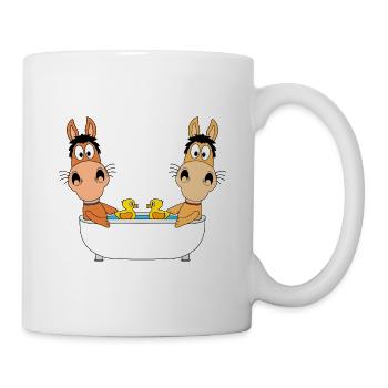 PONYS - PFERDE - BADEWANNE - TIERE - TIERISCH - Tasse - Weiß - Rechts