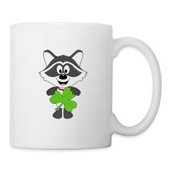 WASCHBÄR - KLEEBLATT - TIER - TIERISCH - FUN - Tasse - Weiß - Rechts