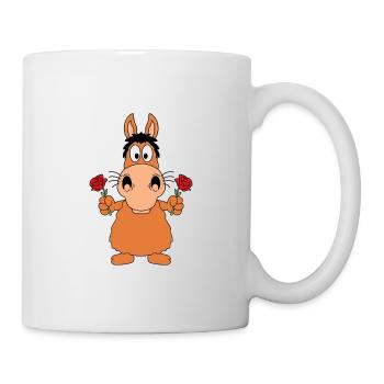 PFERD - PONY - BLUMEN - ROSEN - TIERISCH - TIER - Tasse - Weiß - Rechts