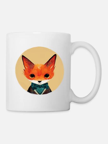 Little fox with fly in a circle - Mug - white