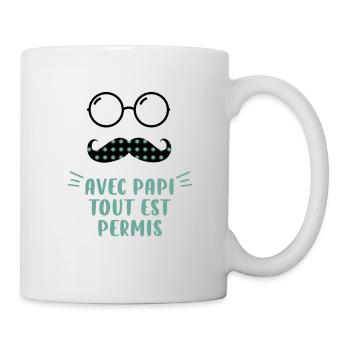 Avec papi tout est permis - Mug blanc - blanc - Droite