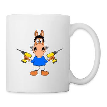 PFERD - PONY - HANDWERKER - HEIMWERKER - BOHRER - Tasse - Weiß - Rechts