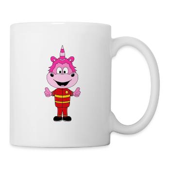 FEUERWEHR - EINHORN - FEUERWEHRMANN - SUPER - GUT - Tasse - Weiß - Rechts