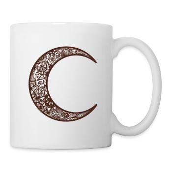 Tatouage au henné marron Croissant de lune - Mug blanc - blanc - Droite