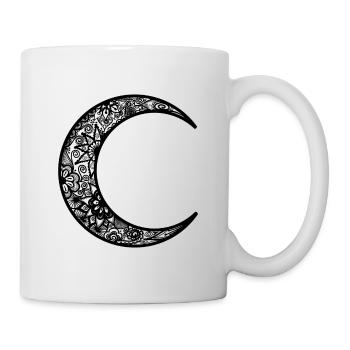 Tatouage au henné noir Croissant de lune - Mug blanc - blanc - Droite