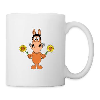PFERD - PONY - SONNENBLUMEN - BLUMEN - LIEBE - Tasse - Weiß - Rechts